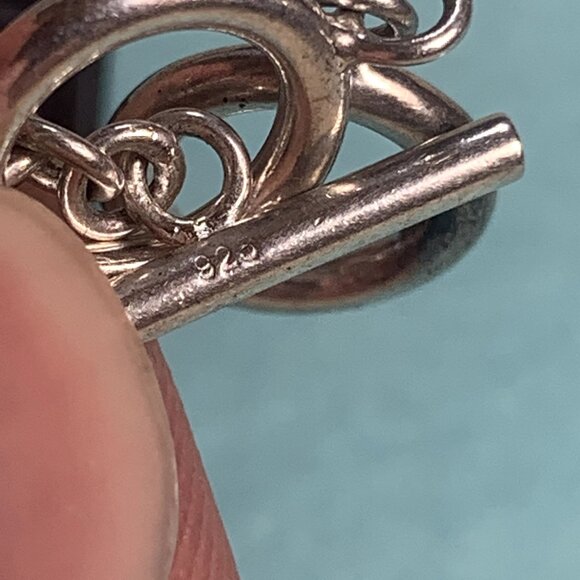 VTG Sterling Silver Chinese Character Lucky Symbol Bracelet Toggle Clasp Size 9" - Picture 6 of 10